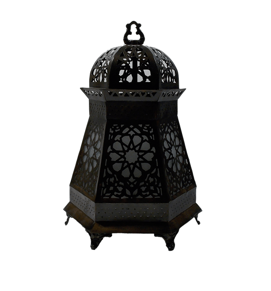Handmade Moroccan Oxidized Brass Table Lamp / Lantern